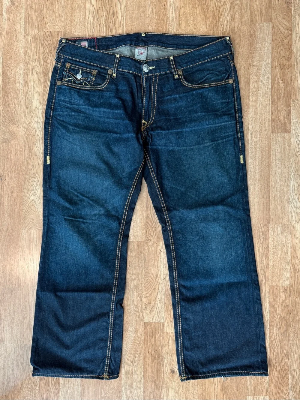 True Religion Ricky Giant Big T Jeans Men’s 40 Made in USA Dark Wash